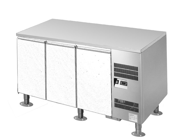 Marine Refrigerated Counter Flat Top 3 Sections 1650mm Lo